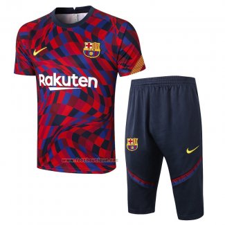 Ensemble Survetement FC Barcelone Manche Courte 2020-2021 Rouge