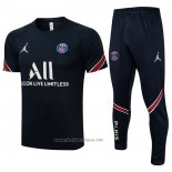 Ensemble Survetement Paris Saint-Germain Manche Courte 2021-2022 Bleu