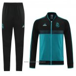 Ensemble Survetement Veste Real Madrid 2021-2022 Bleu Y Noir