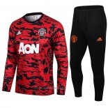 Ensemble Survetement Sweat Manchester United 2021 Rouge Y Noir