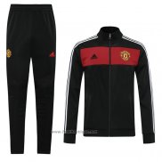 Ensemble Survetement Veste Manchester United Retro 2020-2021 Noir