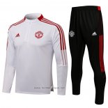 Ensemble Survetement Sweat Manchester United Enfant 2021-2022 Blanc