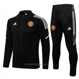 Ensemble Survetement Veste Manchester United 2021-2022 Noir Y Blanc