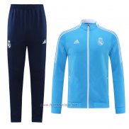 Ensemble Survetement Veste Real Madrid Enfant 2021-2022 Bleu