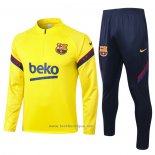 Ensemble Survetement Sweat FC Barcelone Enfant 2020-2021 Jaune