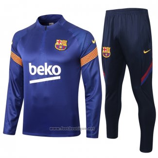 Ensemble Survetement Sweat FC Barcelone Enfant 2020-2021 Bleu