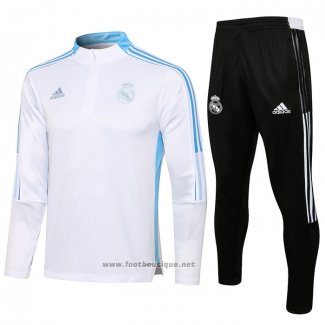 Ensemble Survetement Sweat Real Madrid Enfant 2021-2022 Blanc