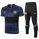 Ensemble Survetement Inter Milan Manche Courte 2020-2021 Bleu et Noir