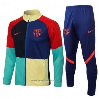 Ensemble Survetement Veste FC Barcelone 2021-2022 Bleu Y Rouge