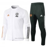 Ensemble Survetement Veste Manchester United Enfant 2020-2021 Blanc