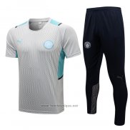 Ensemble Survetement Manchester City Manche Courte 2021-2022 Gris