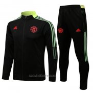 Ensemble Survetement Veste Manchester United 2021-2022 Noir Y Jaune