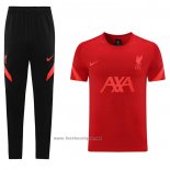 Ensemble Survetement Liverpool Manche Courte 2021 Rouge