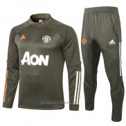 Ensemble Survetement Sweat Manchester United 2020-2021 Vert