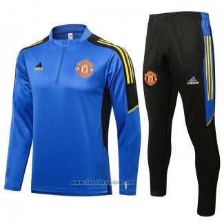 Ensemble Survetement Sweat Manchester United 2021-2022 Bleu