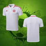 Maillot Polo Manchester United 2021-2022 Blanc Y Rouge