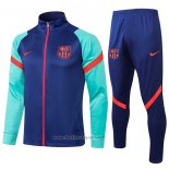 Ensemble Survetement Veste FC Barcelone 2021-2022 Bleu