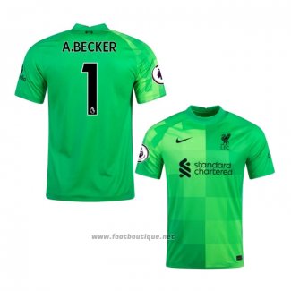 Maillot Liverpool Gardien Joueur A.becker 2021-2022 Vert