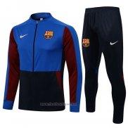 Ensemble Survetement Veste FC Barcelone 2021-2022 Bleu Y Rouge