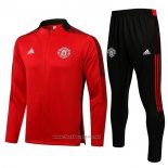 Ensemble Survetement Veste Manchester United 2021-2022 Rouge Y Noir