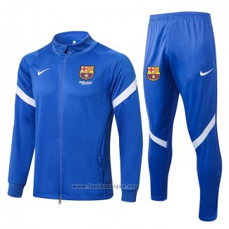 Ensemble Survetement Veste FC Barcelone 2021-2022 Bleu Y Blanc