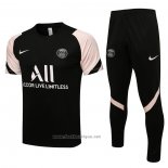 Ensemble Survetement Paris Saint-Germain Manche Courte 2021-2022 Noir Y Rosa