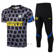 Ensemble Survetement Inter Milan Manche Courte 2021-2022 Gris