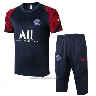 Ensemble Survetement Paris Saint-Germain Manche Courte 2020-2021 Bleu et Rouge